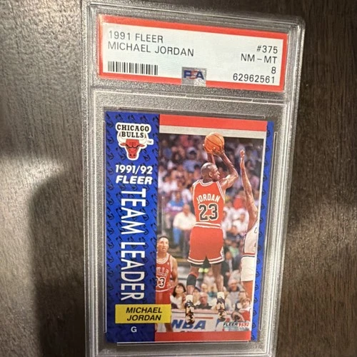 Fleer 1991-92 Team Leaders Michael Jordan #375 Chicago Bulls PSA 8 Base Card