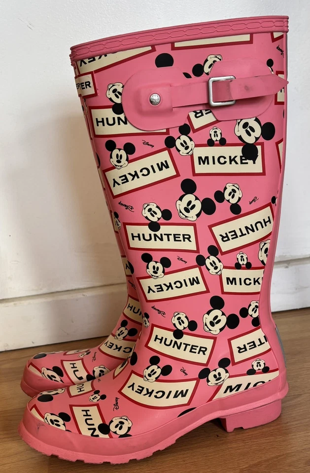 Disney Hunter Pink Rain Boots Youth Sz Boy5/Girl6 Mickey Mouse Rain Boots - Image 2 of 4