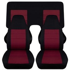 Frontrear Car Seat Covers In Blk-burgundy Wdesign Fits 1982-2002 Chevy Camaro