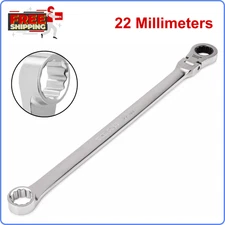 22 mm Long Fixed/Flex Head 12-Point Ratcheting Box End Wrench, Two Head Styles