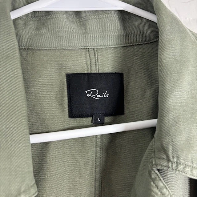 Chaqueta Rails Mujer Grande Verde Salvia Barclay Mezcla de Lino Doble Pecho Utilidad Foto 4 de 4