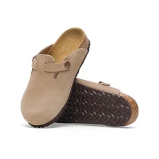 Birkenstock Boston Kids Suede Leather (Taupe) Shoes 1027875