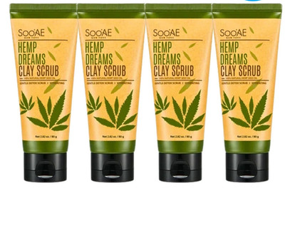 SooAE Hemp Dreams Clay Scrub 2.82oz 4 Pack New