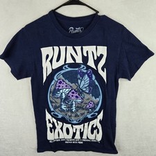 Runtz Worldwide Mens Navy Blue Raised Graphic Mushroom Short Sleeve T Shirt S