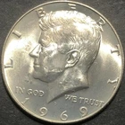 1969 D KENNEDY HALF DOLLAR 40% SILVER COIN