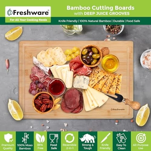 Freshware 24" 3XL Bamboo Cutting Boards for Kitchen, Butcher Block (3XL, 24x18") - Image 3 of 4