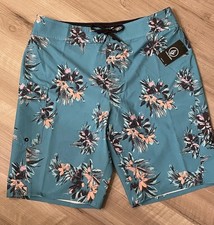 New Volcom Size 30 MANIC 2 Boardshorts Swim Tropical Blue print