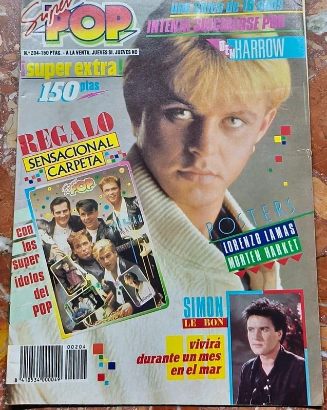 Revista super pop de 1986 Den Harrow+A-ha+ Duran Duran+Lorenzo Lamas+Supertramp - Imagen 1 de 1