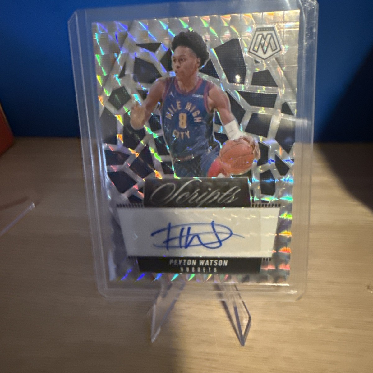 Peyton Watson 2024-25 Mosaic Scripts Prizm Auto Denver Nuggets #MS