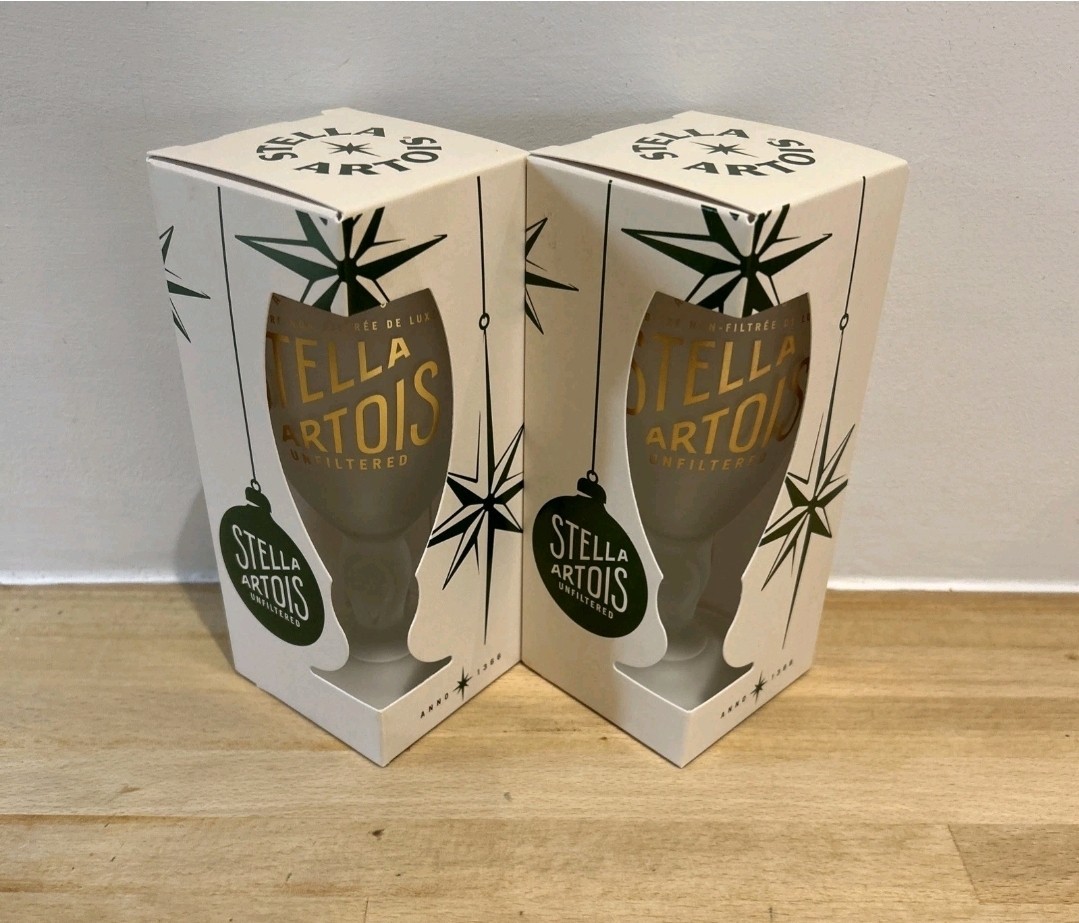 1 X Stella Artois Unfiltered Frosted Chalice 25cl Glass Brand New Boxed