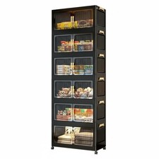 Foldable Storage Cabinet with Doors Installation-No-Tools Stackable Storage Bin