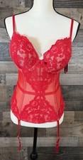 New Frederick's of Hollywood Red Lace Bra Nylon Straps Lingerie NWT