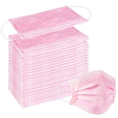 Wecolor 100 Pcs Pink Masks, Disposable Face Mask, 1 Count (Pack of 100),