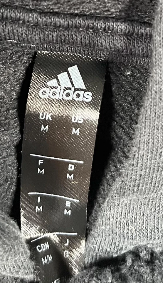 Adidas Snap-on Hoodie Mens Medium Black Pullover Sweatshirt Logo Kangaroo Pocket - Image 3 of 4