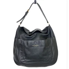 Marc Jacobs Empire City Hobo Handbag Black Pebbled Leather Flap Top 2 Strap