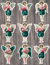 Vintage Style Cupid Die Cut Vinyl Stickers Set Scrapbooking Laptop Waterbottle