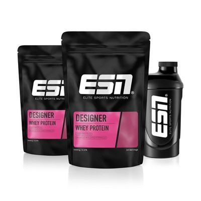 Designer Whey Proteinpulver Gratis Shaker Vanilla Ice Cream 2 x 1 kg bis zu 23 g