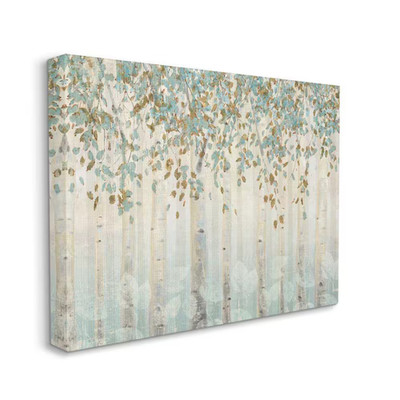 ''Abstract Forest Leaves Trees Blue Tan Painting'' by James Wiens Unframed Abstrac