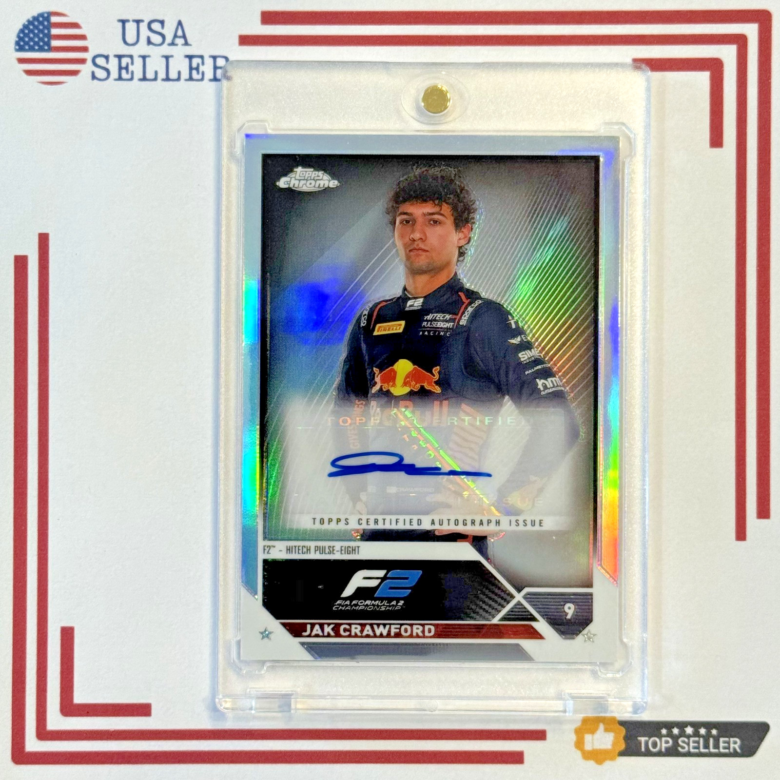 2023 Topps Chrome Formula 1 F1 JAK CRAWFORD Rookie Refractor Auto #CAC-JC F2 Rc