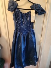 Gunne Sax Jessica McClintock 5/6 80s Blue Prom Dress Sequins/embroidery damage 