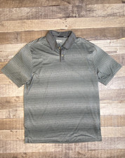 Nike Golf Shirt Mens L Gray Striped Tour Performance Polo Dri Fit Athleisure