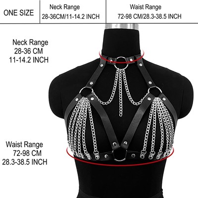 Punk Gothic Leather Body Chain|Adjustable Chest  display picture 1