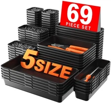 【More Larger Size】【69Pcs】【5 Size】 Tool Box Organizer Tray Divider Set, 【Black...