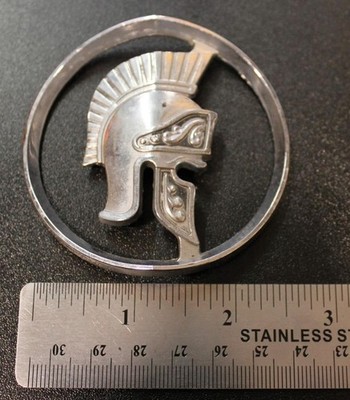 1971 - 1973 Buick Centurion Roman Helmet Sail Panel Emblem Chrome Aged but NICE!