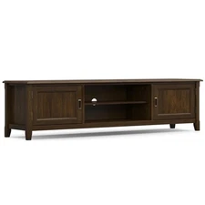 Simpli Home Burlington Wood TV Media Stand for TVs up to 80" in Mahogany Brown