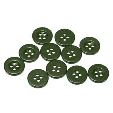 10pcs Resin Sewing Buttons 1/2" Round Flat 4-Hole Craft Buttons Dark Green