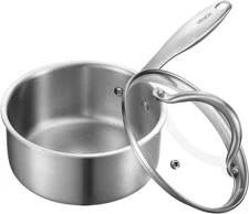 1.5 QT Saucepan, Stainless Steel Saucepan with Glass Lid, Multipurpose Nonstick.