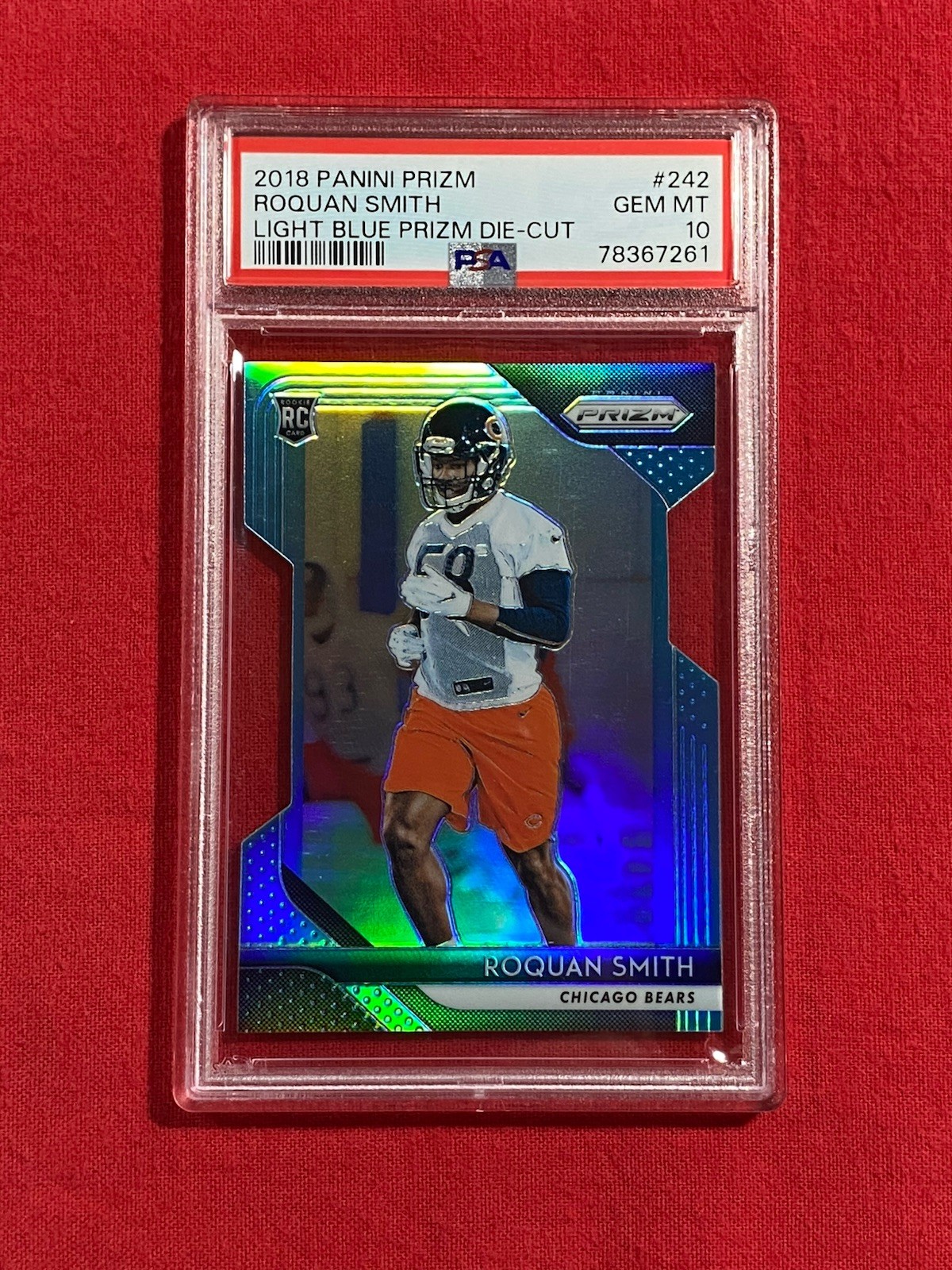 ROQUAN SMITH RC 2018 Panini Prizm LIGHT BLUE DIE CUT #/199 PSA 10 Gem RAVENS LB