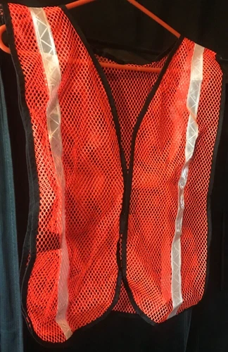 SECO BIB Vest with Mesh Orange Black Trim Reflective Strips ADJUSTABLE Sides  - product listing photo
