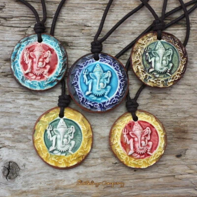 Ganesha Halskette Ganesh Amulett - spiritueller Yoga Schmuck - natürlich vegan - Bild 1 von 4