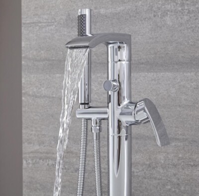 Hudson Reed, Razor Standarmatur Badewannne, Handbrause, Wasserfall, Neu 
