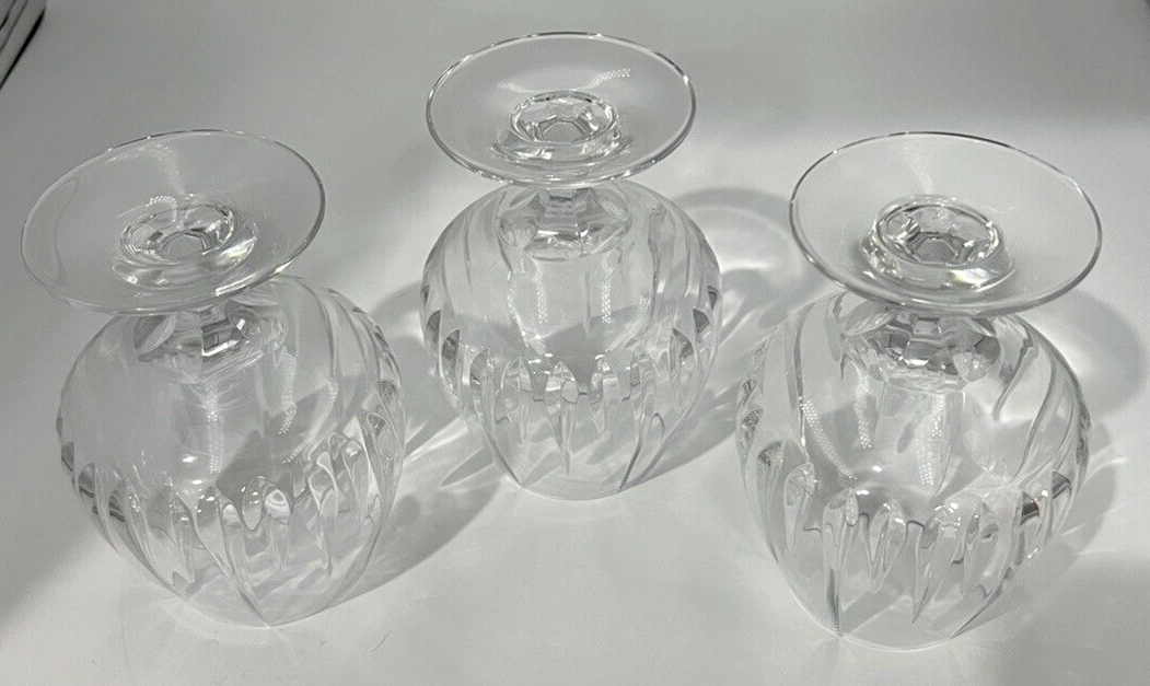3 Mikasa Arctic Lights Crystal Cut Brandy Cognac Snifter Glasses 53/4
