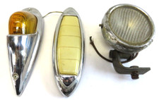 Vintage Lot Of 3 Auto Lights Lamp No. 474 Round Tractor Dome Clearance Light