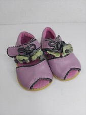 Livie Luca Baby Girl Sz 4 Purple Gray Leather Merry Bell Sandals Maryjanes