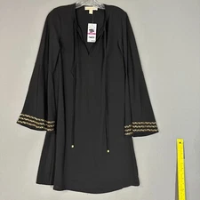 MICHAEL KORS NEW Women's Black Studded Bell Sleeve A-Line Dress XXS NWT