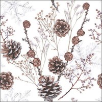 20 Papierservietten, Servietten Pine Cones Ambiente 33X33Cm | Zapfen, Winter