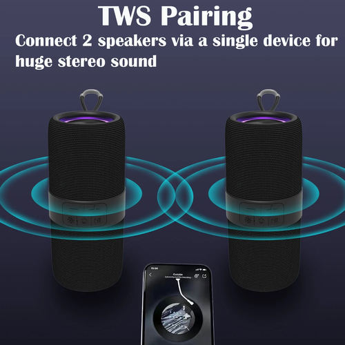 Portable Wireless Bluetooth Speaker,Waterproof Speaker with LED Lights / Deep Ba - Picture 8 of 12