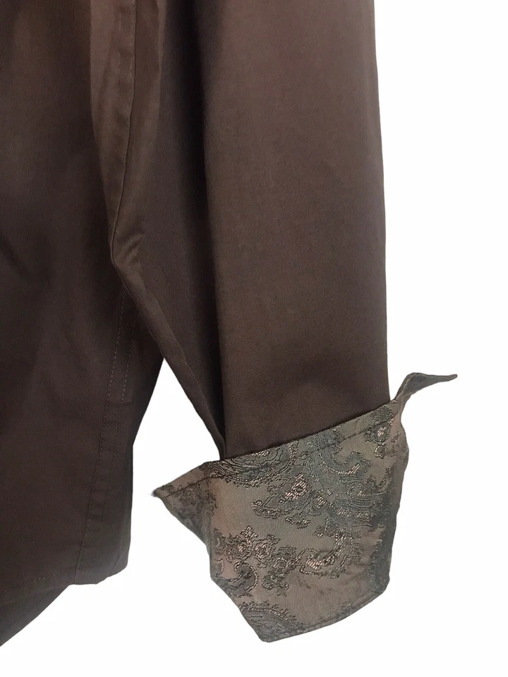 Camisa House of Lords Para Hombre Talla XL Marrón Muy Adornada Puño en Contraste Foto 3 de 4
