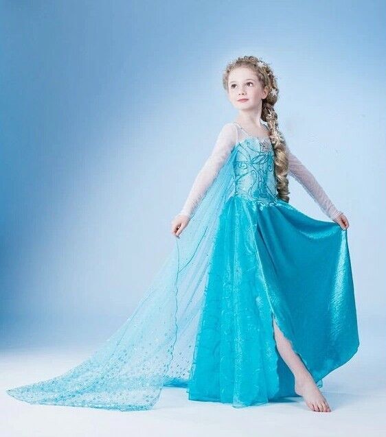 2-10 ans Fille gelée Elsa Princesse Robe d’anniversaire Robes de fête