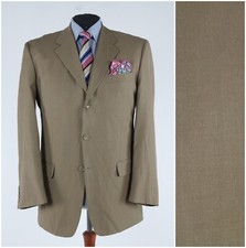 Mens Khaki Blazer 44L UK Size CARAVELLI Super 150s Fabric Sport Coat Jacket