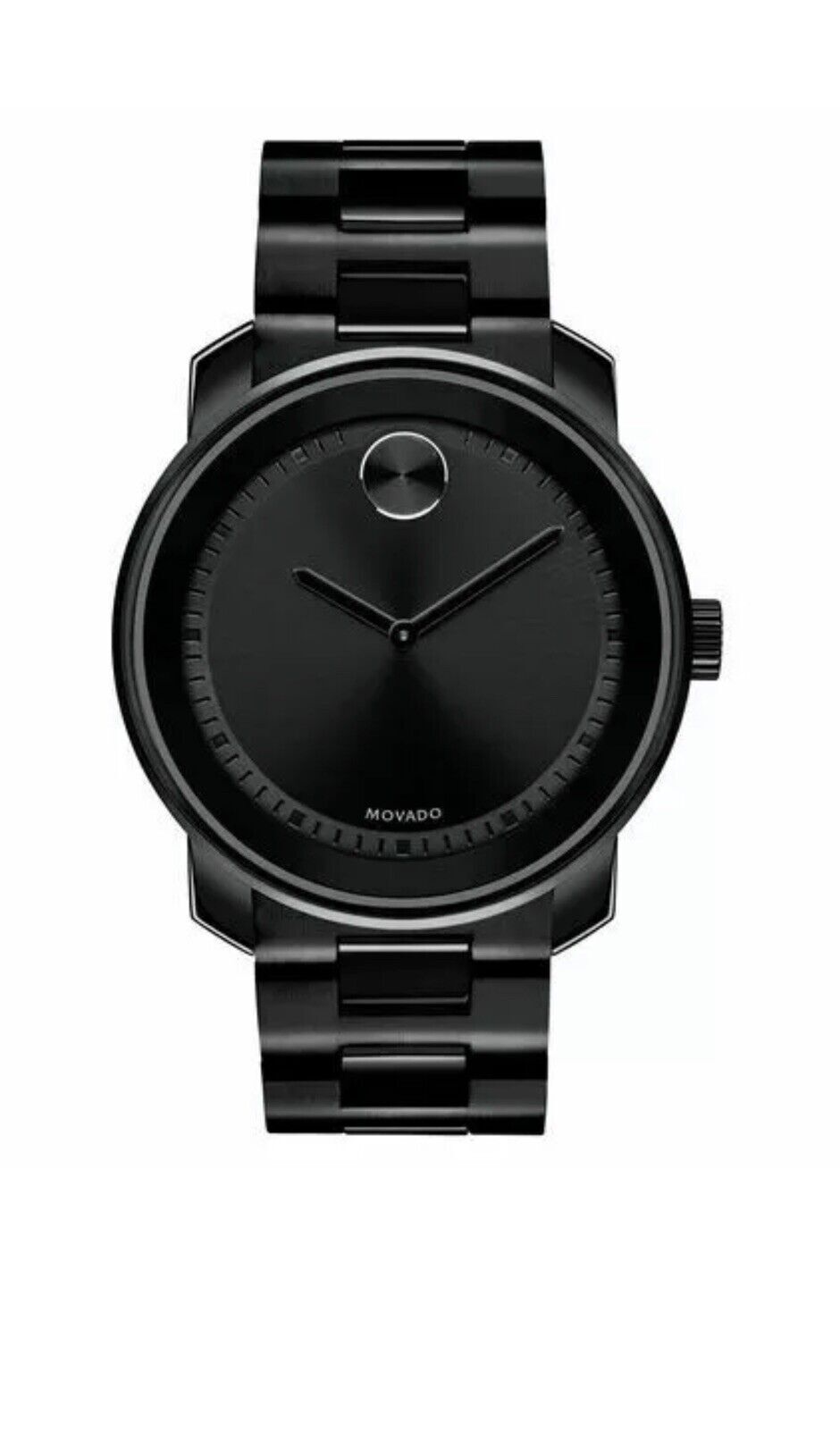 Movado Bold Mens Black Dial Stainless Steel Watch 3600467
