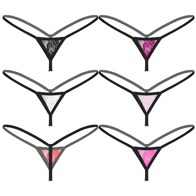 Women Sexy Micro Mini G-String See-Through Lace Thong Briefs