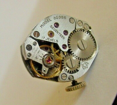 SHIELD Q 6G3B8 Watch Movement 17J 17 Jewel Belforte Dial Crown Hand Runs Strong