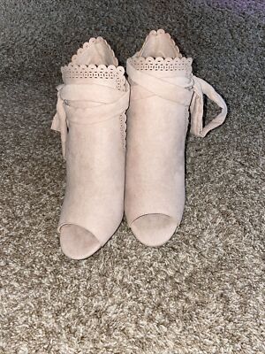 JustFab Scalloped Open Toe Bootie