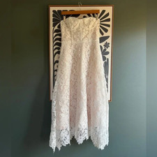 NWT $500 BHLDN Anthropologie Sachin & Babi White Lace Strapless Midi Wedding 10