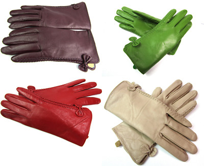 Ladies Womens New Premium Quality Genuine Super Soft Leather Gloves Fully Lined